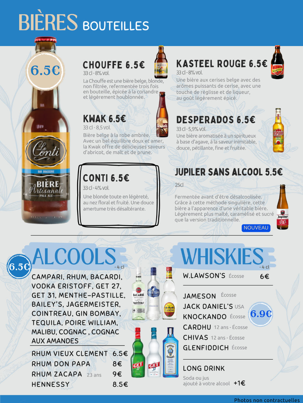 Bières fortes, alcools et whiskies