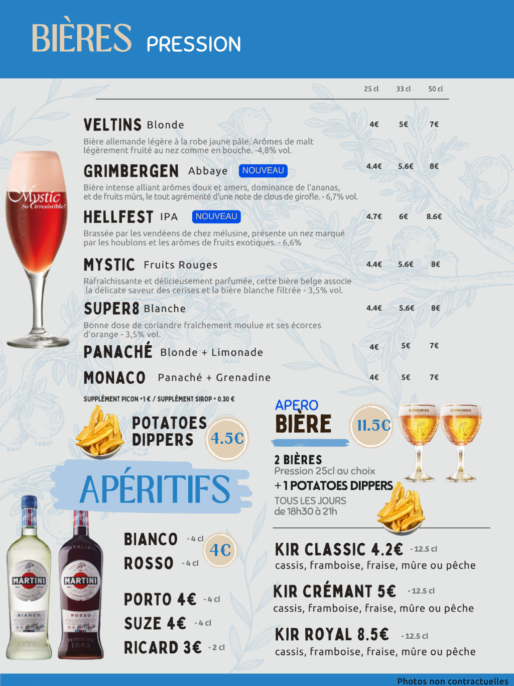 Bières pression et apéritifs