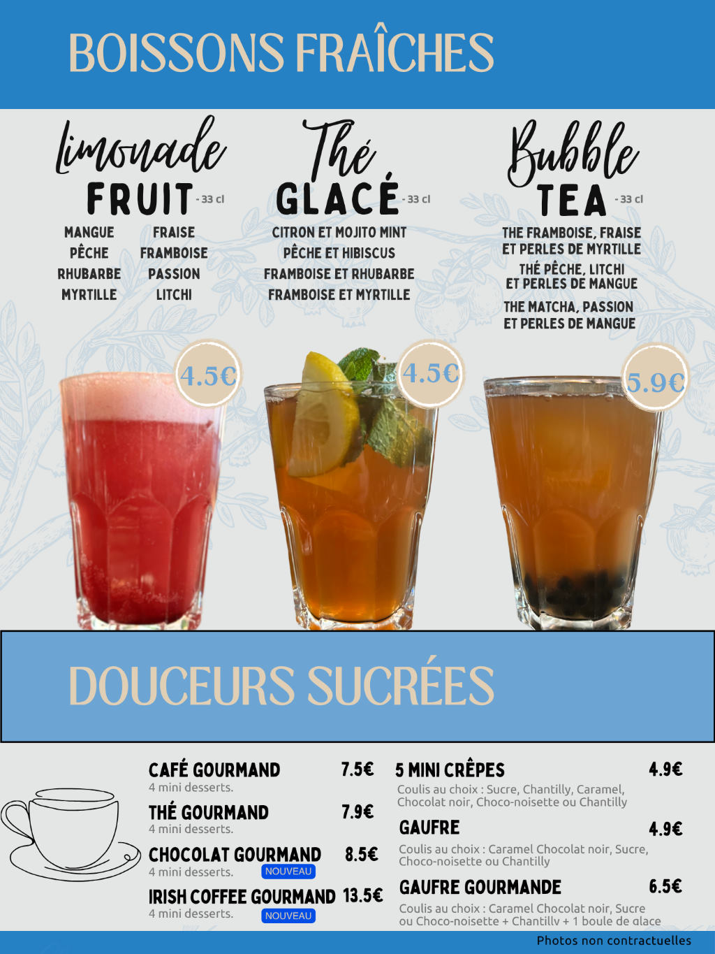 Boissons fraîches et douceurs sucrées